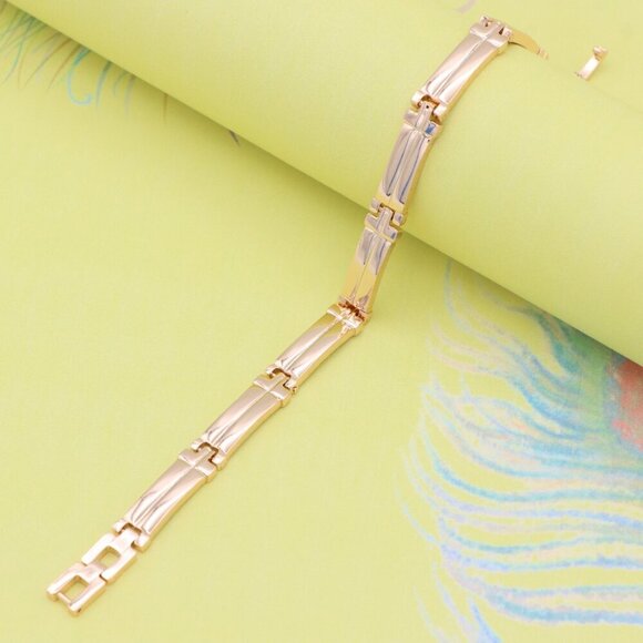 "Elegant Rose Gold Plated Zigzag Link Bracelet for Women, XPBL0869 - Picture 5 of 13